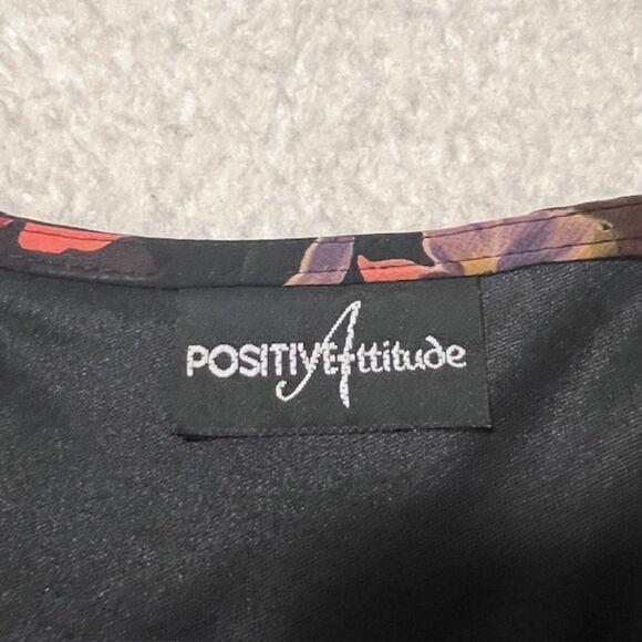 Positive Attitude Womens Black Floral Blouse & Skirt Set 2 Piece Set Size 16 - Picture 7 of 14